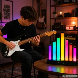 Lampka stojąca RGB kolorowy świecznik USB music sync aplikacja pilot-5907451392201