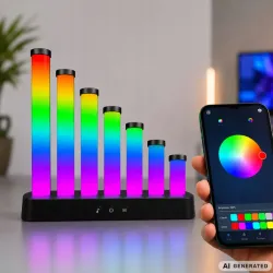 Lampka stojąca led RGB barwne schody USB 5v music sync aplikacja pilot-5907451392195