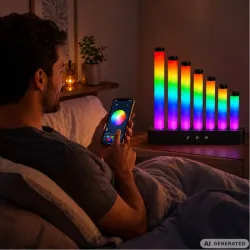 Lampka stojąca led RGB barwne schody USB 5v music sync aplikacja pilot-5907451392195