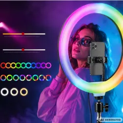 Lampa pierścieniowa led RGB ring uchwyt na telefon usb do nagrywania-5907451392249