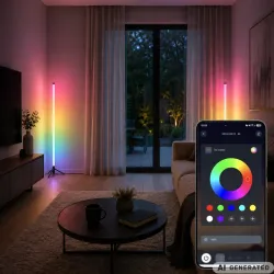 Lampa stojąca 110cm podłogowa narożnikowa RGB nocna sypialni aplikacja-5907451392140