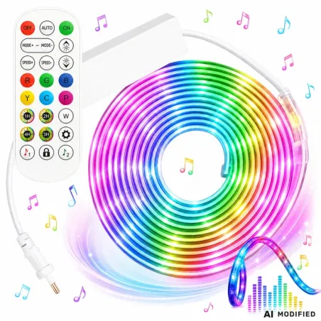 Taśma neon led 10m RGB bluetooth aplikacja pilot zew i wew wodoodporna-5907451392126