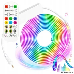 Taśma neon led 5m RGB bluetooth aplikacja pilot zew i wew wodoodporna-5907451392119