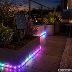 Taśma led wodoodporna 10m ip65 z zasilaniem solarnym kolorowa + pilot-5907451392102