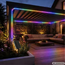 Taśma led wodoodporna 10m ip65 z zasilaniem solarnym kolorowa + pilot-5907451392102