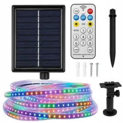 Taśma led wodoodporna 5m ip65 z zasilaniem solarnym kolorowa + pilot-5907451392096