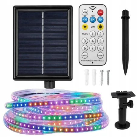 Taśma led wodoodporna 5m ip65 z zasilaniem solarnym kolorowa + pilot-5907451392096