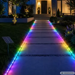 Taśma led wodoodporna 5m ip65 z zasilaniem solarnym kolorowa + pilot-5907451392096