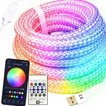 Taśma sznur wąż świetlny rgb neon wodoodporny aplikacja pilot timer ip67-5907451392089
