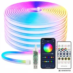 Taśma neon led 5m rgb bluetooth aplikacja pilot elastyczna wodoodporna-5907451392072