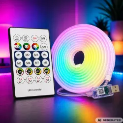 Taśma neon led 5m rgb bluetooth aplikacja pilot elastyczna wodoodporna-5907451392072