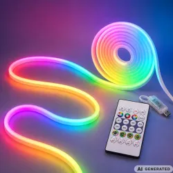 Taśma neon led 5m rgb bluetooth aplikacja pilot elastyczna wodoodporna-5907451392072