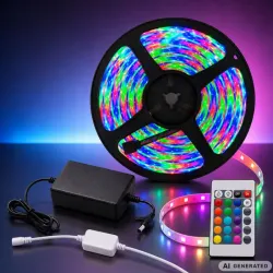 Taśma led RGB kolorowa 10m 12v 2835 pilot aplikacja music zasilacz-5907451392041