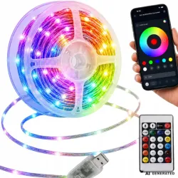 Taśma led rgb 10m usb 5v pilot aplikacja music sync dekoracyjna pasek-5907451391983