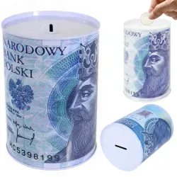 Skarbonka metalowa na pieniądze puszka wzór banknot-5907451337202