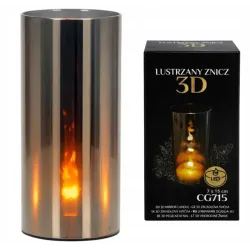 Lustrzana świeca LED 15x7cm żywy płomień w osłonie z efektem 3D 3xAAA-5903288397167