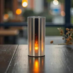 Lustrzana świeca LED 15x7cm żywy płomień w osłonie z efektem 3D 3xAAA-5903288397167