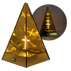 Lampion znicz LED lustrzany 3D piramida z podświetlanym krzyżem 20 cm-5900202671884