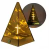 Lampion znicz LED lustrzany 3D piramida z podświetlanym krzyżem 20 cm-5900202671884