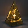 Lampion znicz LED lustrzany 3D piramida z podświetlanym krzyżem 20 cm-5900202671884