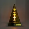 Lampion znicz LED lustrzany 3D piramida z podświetlanym krzyżem 20 cm-5900202671884