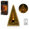 Lampion znicz LED lustrzany 3D piramida z żywym płomieniem 20 cm-5900202671808
