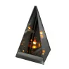 Lampion znicz LED lustrzany 3D piramida z żywym płomieniem 20 cm-5900202671808