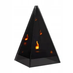 Lampion znicz LED lustrzany 3D piramida z żywym płomieniem 20 cm-5900202671808