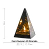 Lampion znicz LED lustrzany 3D piramida z żywym płomieniem 20 cm-5900202671808