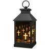 Znicz latarnia lampion LED 3D świecący krzyż czarna efekt lustra 20 cm-5900202671877