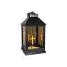 Znicz latarnia lampion LED 3D świecący krzyż czarna efekt lustra 20 cm-5900202671877