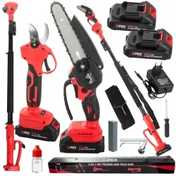 Zestaw 3w1 piła 6" akumulatorowa wysięgnik sekator 2x AKU 21v-5907451391907