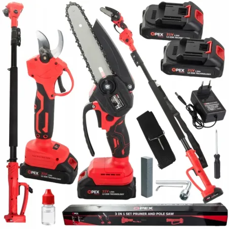 Zestaw 3w1 piła 6" akumulatorowa wysięgnik sekator 2x AKU 21v-5907451391907