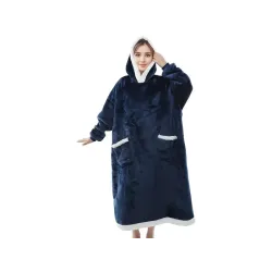 Ciepła bluza koc duża oversize gruba miękka z kapturem szlafrok długa xxl-5907451366141