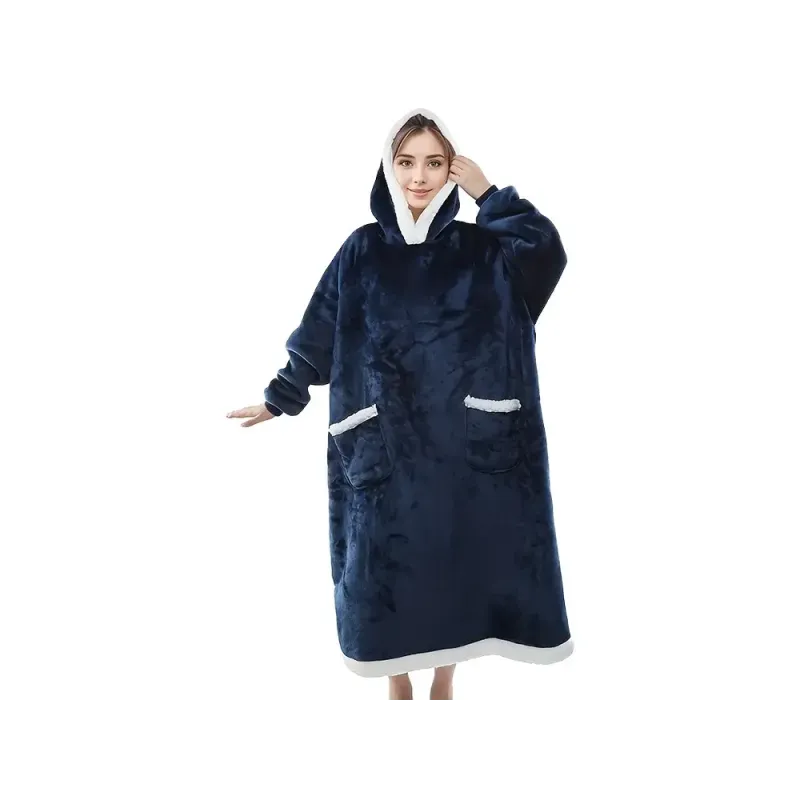 Ciepła bluza koc duża oversize gruba miękka z kapturem szlafrok długa xxl-5907451366141