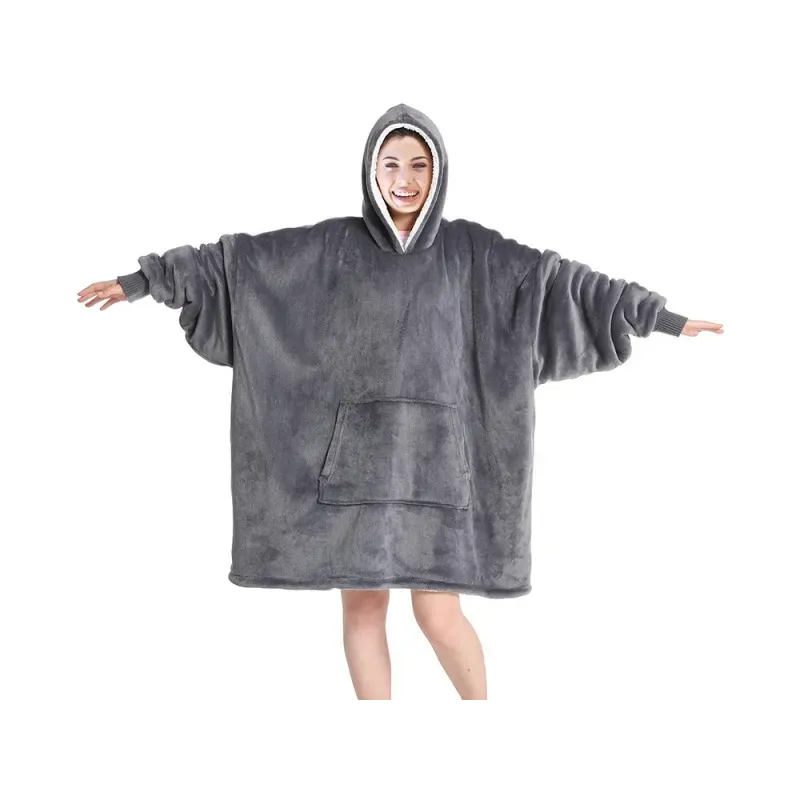 Ciepła bluza koc oversize xxl 2w1 gruba futrzak-5907451338940