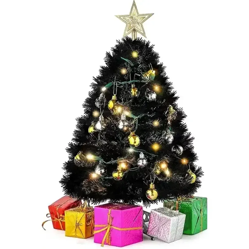 Mini choinka na biurko zestaw z bombkami światełkami i prezentami 58cm-810031585366