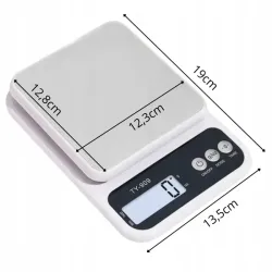 Waga kuchenna elektroniczna jubilerska z misą biała dokładna tara 5kg 1g-5907451392386