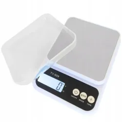 Waga kuchenna elektroniczna jubilerska z misą biała dokładna tara 5kg 1g-5907451392386