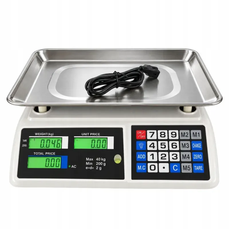 Waga elektroniczna kalkulacyjna 40kg 2g magazynowa akumulator bezprzewodowa-5907451392478