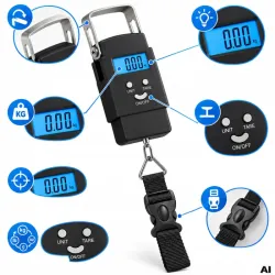 Waga bagażowa wędkarska hakowa turystyczna lotnicza 50kg 10g lcd tare lock-5907451392416