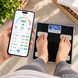 Waga łazienkowa elektroniczna analityczna bluetooth 180kg smart aplikacja-5907451392355