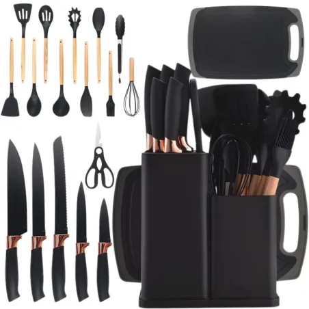 Zestaw noży kuchennych z przyborami i deską 12el blok stojak noży komplet-5907451390955