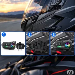 Interkom motocyklowy u10 2x bluetooth do kasku z mikrofonem rgb usb-c-5907451393888