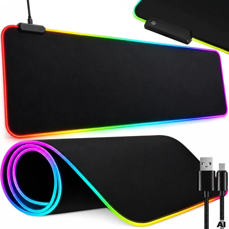 Podkładka gamingowa podświetlana rgb xxl 90x40 pod myszkę klawiaturę-5907451394175