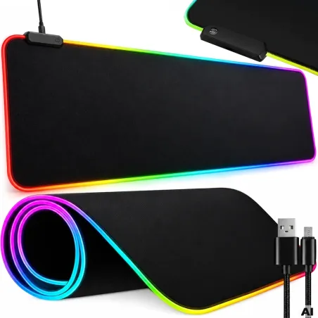 Podkładka gamingowa podświetlana rgb xxl 90x40 pod myszkę klawiaturę-5907451394175