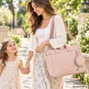 Torba dla mamy do wózka na ramię różowa pikowana organizer saszetka pasek-5907451394465