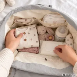 Plecak dla mamy do wózka babybag torba organizer termiczna szary pojemna-5907451394434