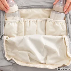 Plecak dla mamy do wózka babybag torba organizer termiczna szary pojemna-5907451394434
