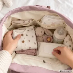 Plecak dla mamy do wózka babybag torba organizer termiczna różowy pojemna-5907451394441